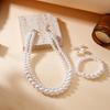 Women's New Hepburn-Style Elegant Imitation Pearl Necklace Jewelry Set, Simple and Versatile Beaded Bracelet