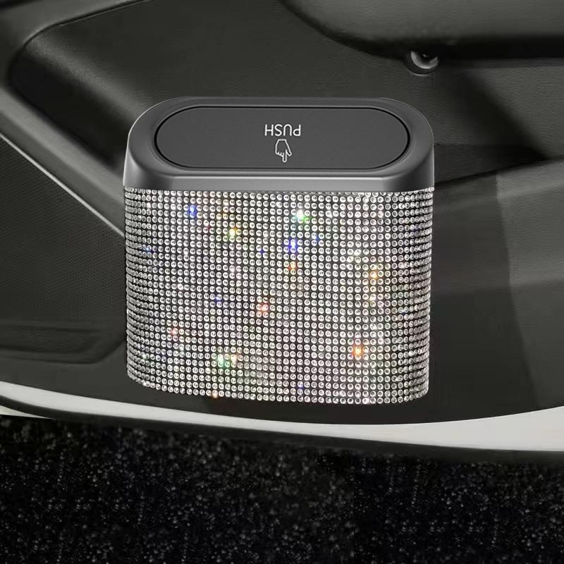 Car Door Trash Bin Bliing Girls Unbrella Storage Box Barrel Plastic Seat Back Garbage Dust Case Trash Can For Women Interior