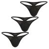 DeerGirl Sexy Underwear and Comfortable Size L Men's 3-Piece T-Back Set, G-String, Bikini, Briefs, Low-Rise, 3D-Shaped Underwear, DG10, Black, (3