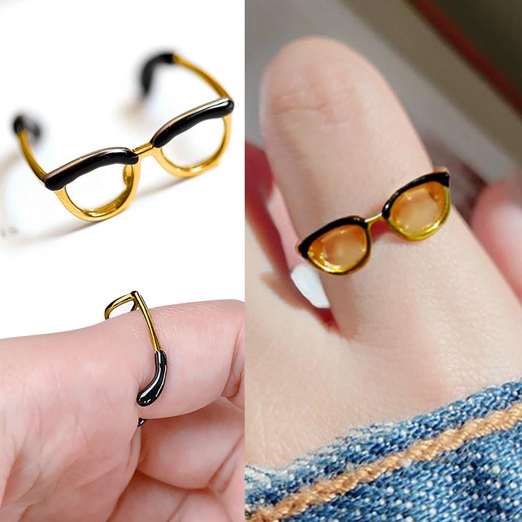 Cute Glasses Open Ring For Women Teen Girls Funny Glasses Finger Buckle Jewelry
