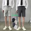 FGHJ новые летние мужские шорты, свободные прямые повседневные деловые дышащие эластичные однотонные модные брюки