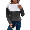 Women's Fashionable Long-sleeved Color-blocking Pullover Knitted Sweater Top