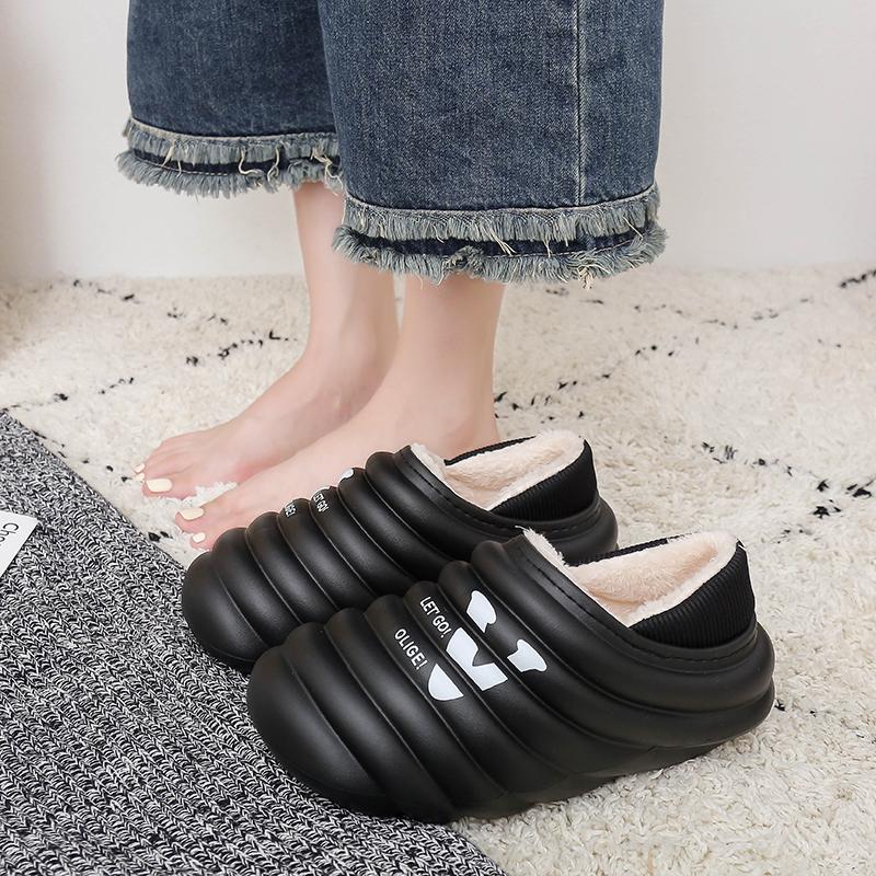 Модные домашние тапочки, мужская зимняя обувь, Эва, удобная толстая подошва, сохраняющая тепло, с круглым носком, новые модные универсальные тапочки из бархата