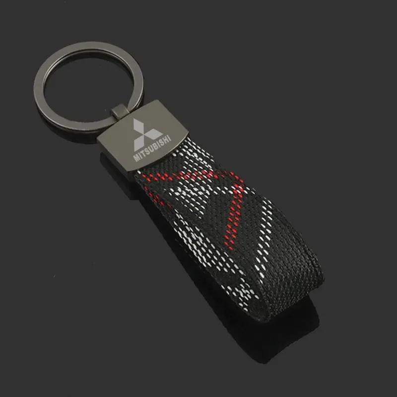 Oxford Webbing Car Key Chain Keychain Buckle Key Ring for Mitsubishi ASX Ralliart Outlander Lancer 9 Pajero Eclipse Galant
