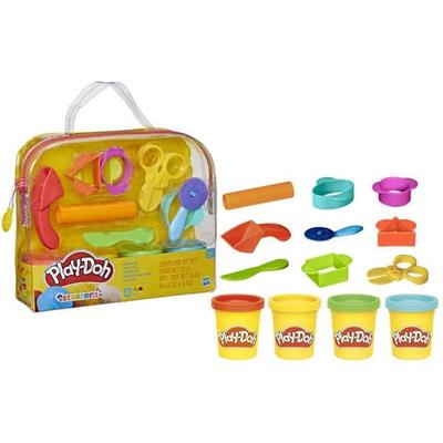 Play-Doh Мой первый набор, 9 аксессуаров с футляром для хранения и 4 баночки пластилина, творческое хобби для малышей, От 3 лет