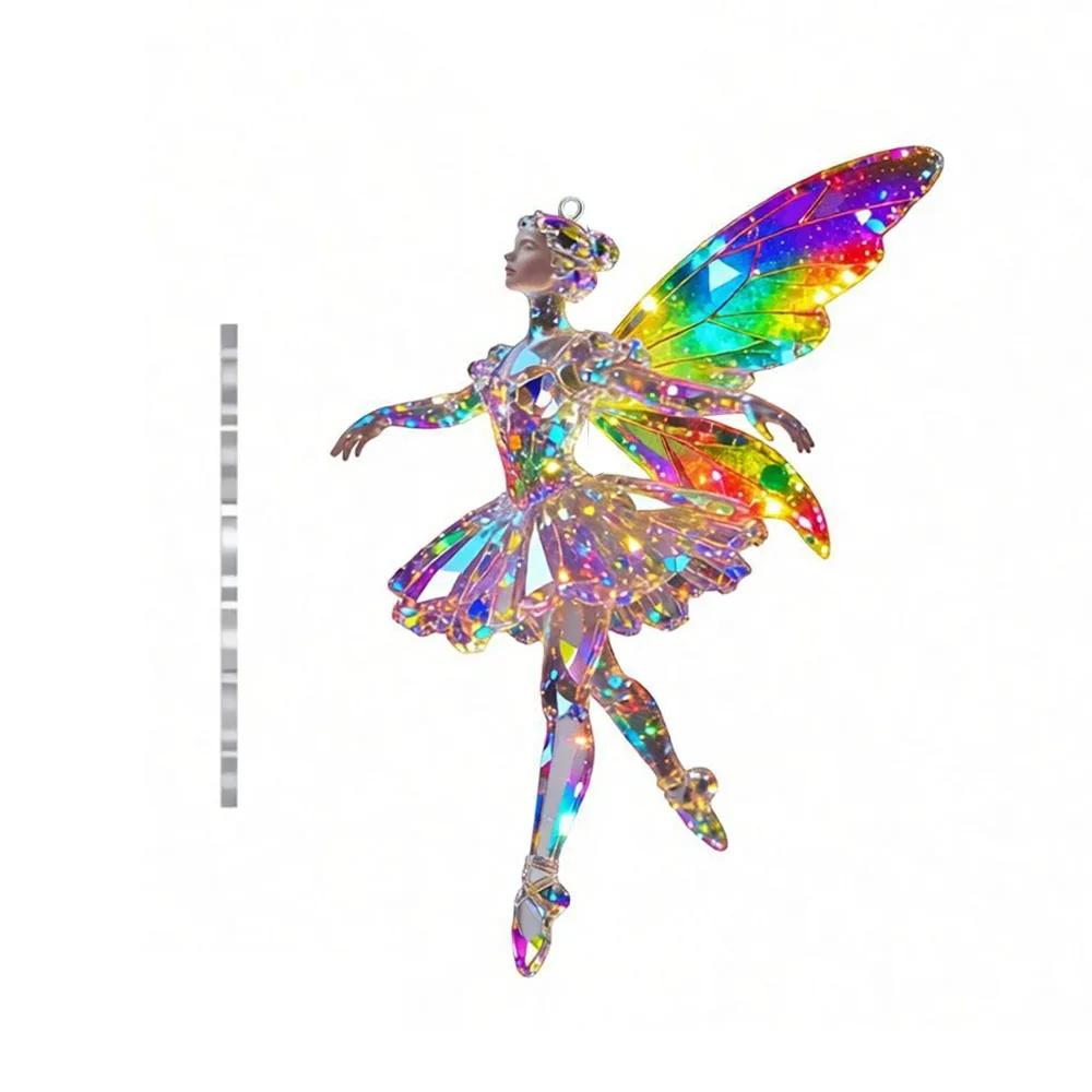 Новый 2D Плоский Рождественский Подвесной Кулон Балерина Блестящее Рождественское Дерево Подвесное Украшение Имитация Акриловый Брелок Шармы для Сумки