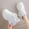 Fashion White Platform Women's Sneakers 2025 Autumn Lace-Up Thick Bottom Sports Shoes Woman Pu Leather Breathable Walking Shoes Female