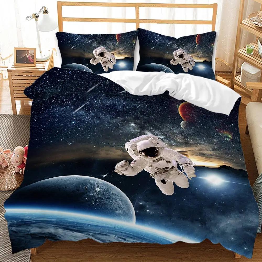Universe Duvet Cover Set Outer Space Bedding Set Galaxy Twin Polyester Qulit Cover Solar System Planets Universe Queen King Size