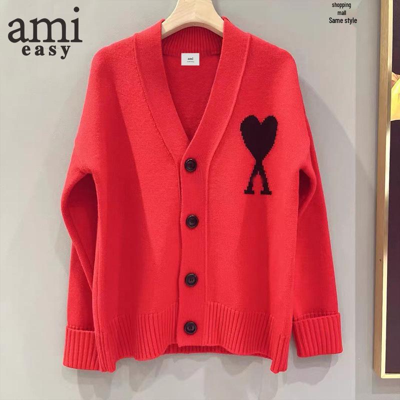 Мужской кардиган AMI&EASY с V-образным вырезом, жаккардовая вязка: Модный, теплый и универсальный для осени и зимы