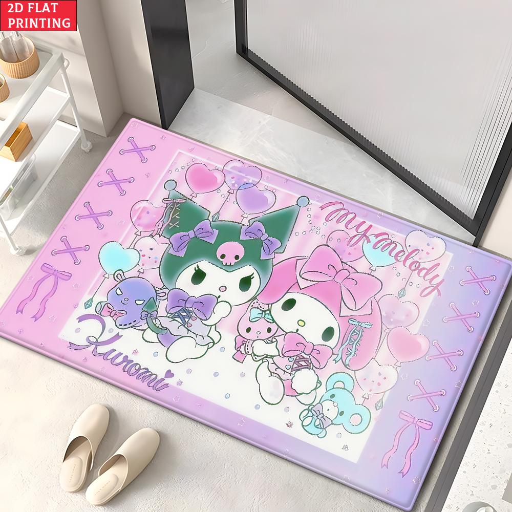 Kawaii Cute Cartoon Characters Doormat,2DPrint Non-slip Floor Mat, Entrance Rug for Bathroom Living Room Kitchen Home Decor Gift