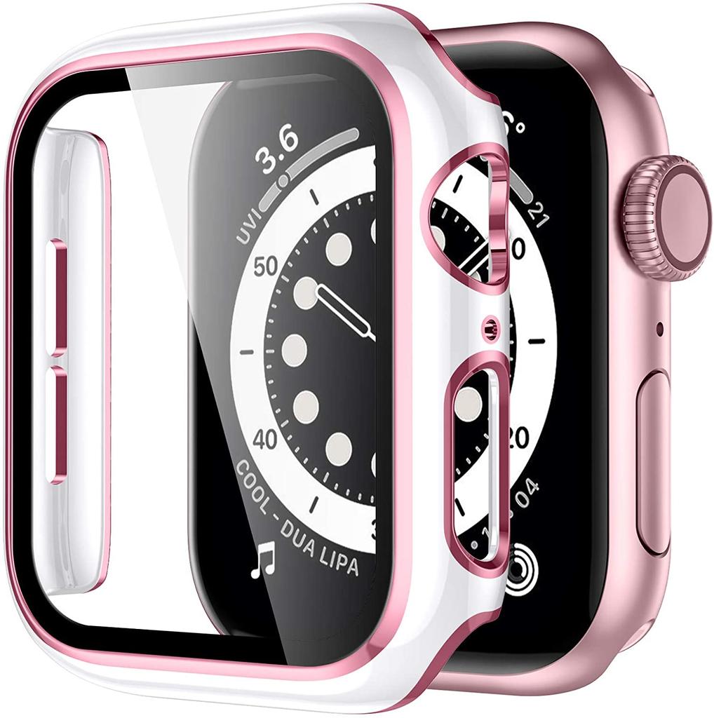 Glass+Cover For Apple watch series 8 7 3 4 5 6 SE 45mm 41mm Tempered Glass Screen Protector Apple Watch case 44mm 40mm 42mm 38mm