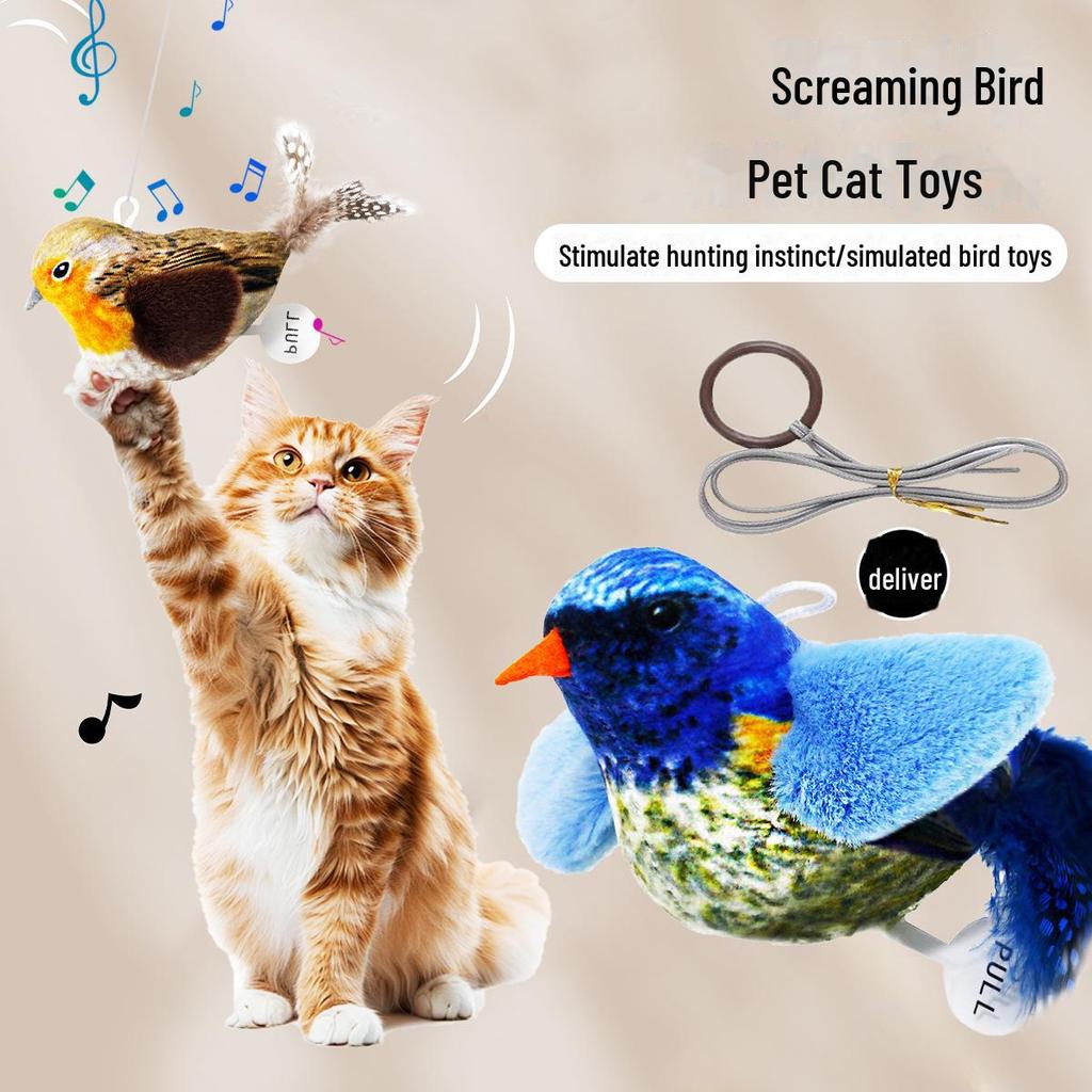 Игрушка для кошек с кошачьей мятой и звуками птиц: Интерактивная палочка от скуки.