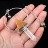 Pyramid Healing Crystal Point Pendulum with 7 Chakra Stone Beads Chain for Dowsing Divination Reiki Meditation