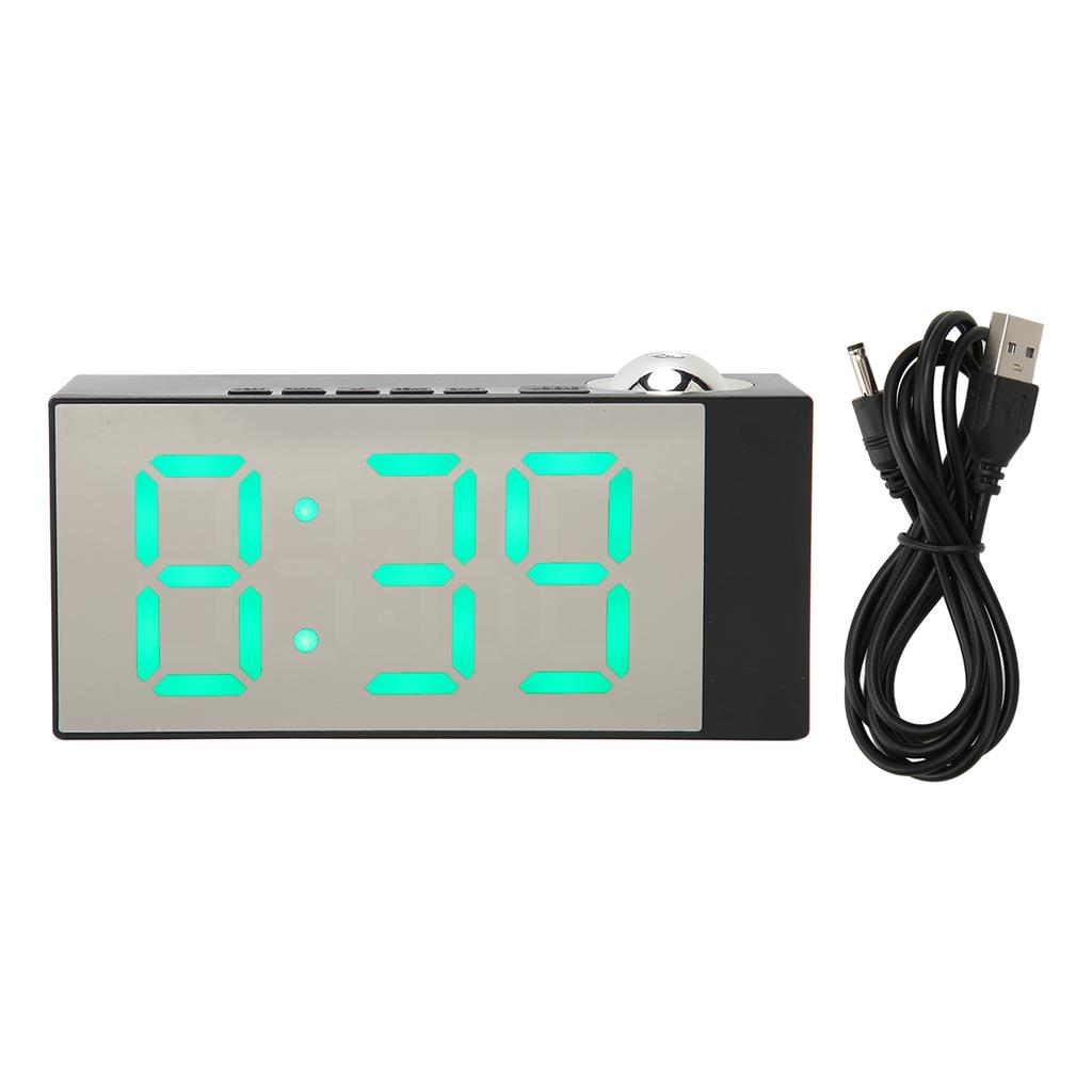 Projection Alarm Clock USB Charger Port Adjustable Brightness Digital Clock with 180 Degree
