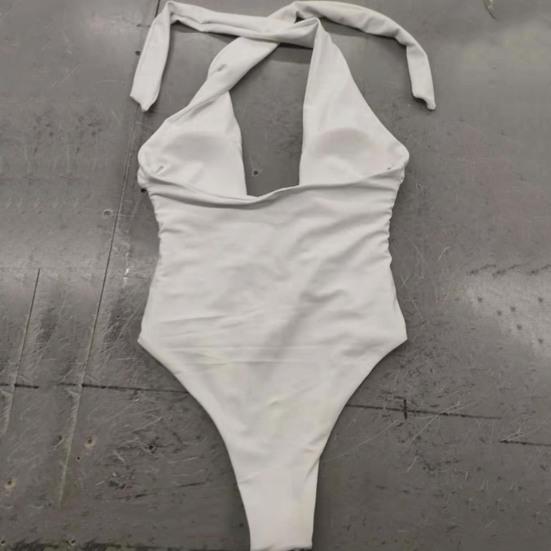 Женский купальный костюм, однотонный женский монокини с крестом и бретелькой на шее, высокой талией