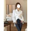 Women's Versatile Long-Sleeve Satin Shirt with Unique Waist Design