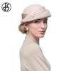 FS Elegant Millinery Fascinator Beret Wool Hats For Women Wedding Church Tea Party Pillbox Cap Ladies 2023 Fedoras Chapeau Femme