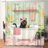 Adorable Cat In Bathtub Shower Curtain - Water-Resistant Fabric for Bathroom - Ideal for Whimsical and Pet Lovers