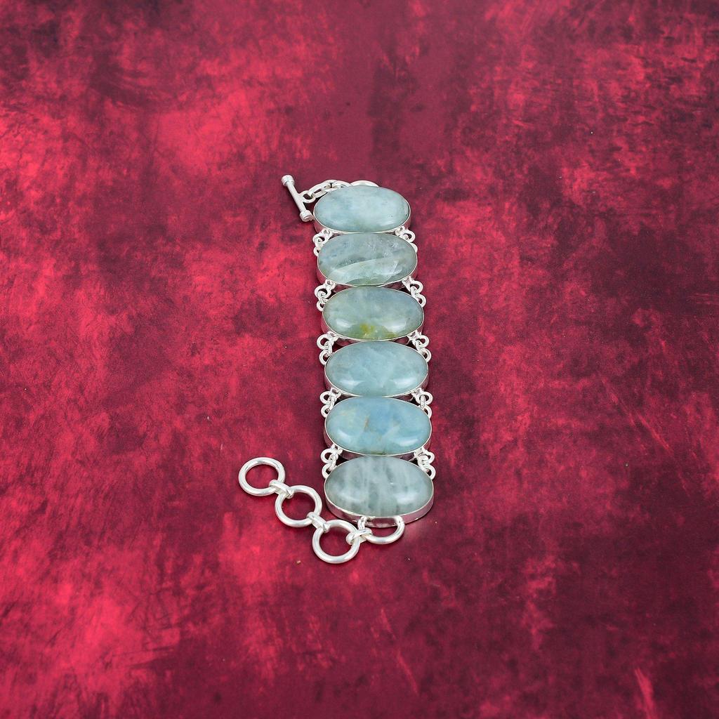 Аквамарин ручной работы новейший дизайн ювелирных изделий браслет, 925 цельный стерлинговый серебряный браслет с драгоценными камнями, подарок для матери