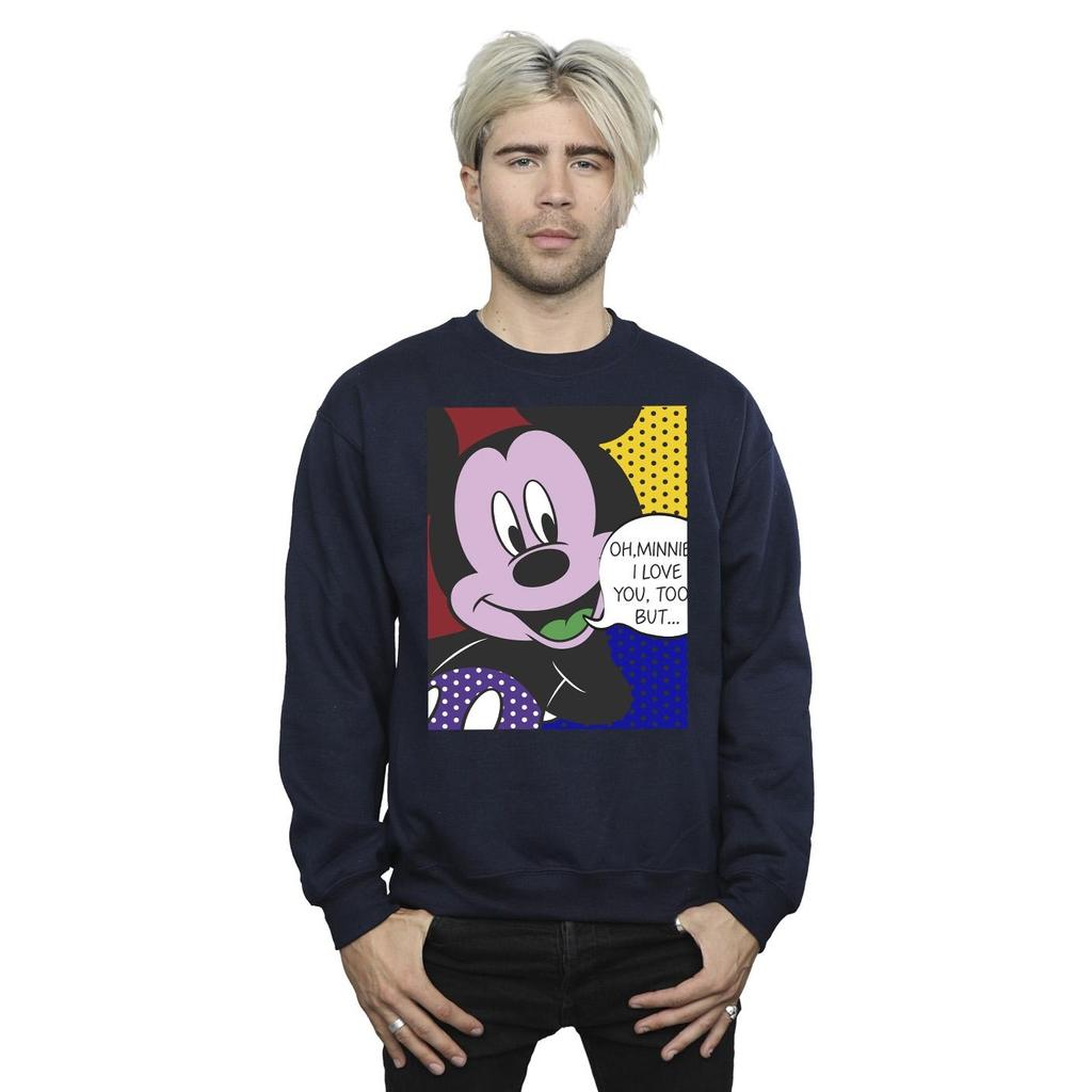 Disney Mens Mickey Mouse Oh Minnie Pop Art Sweatshirt