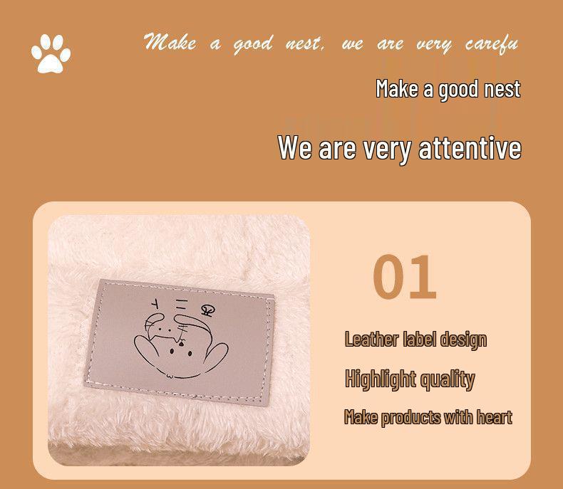 Плюшевая зимняя закрытая кровать для собак и кошек: Теплое, Неприлипающее, Ветрозащитное Гнездо