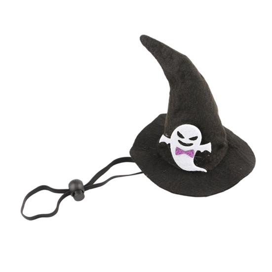 Lightweight Pet Headgear Halloween Cat Witch Hat, Fun Hat with Adjustable Elastic Strap, Cartoon Comfortable Headwear Ghost Pumpkin Bat Skull for Cats