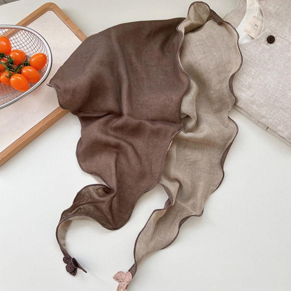 Double Layer Design Two Tone Headwrap Scarf Cotton Linen Cold Weather Protections For Women