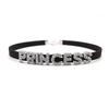 Чокеры-ожерелья с буквой PRINCESS из страз для женщин и девушек, модный черный бархатный кожаный ошейник, клубные и вечерние украшения, готические украшения, подарки