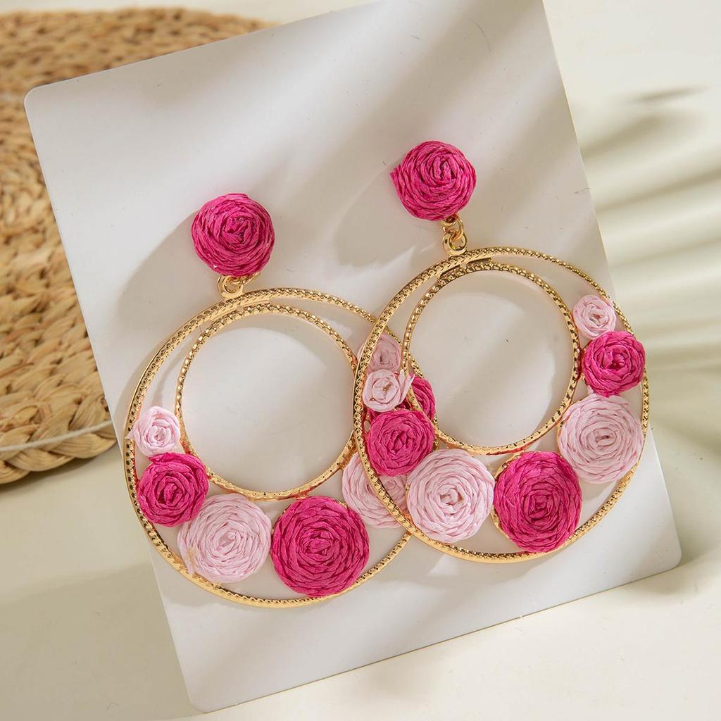 Серьги-подвески из свежей, нежной, красочной травы Лафита в виде плетеного цветка в стиле морского отпуска, универсальные, персонализированные серьги, ювелирные изделия