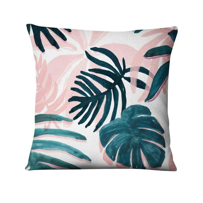 Green Plant Printed Cushion Cover Decorative Tropical Palm Leaf Pillow Case Living Room Bedroom Car Sofa Home Decora Pillowcase