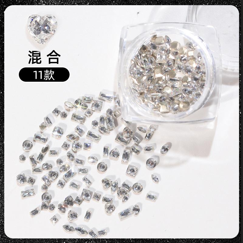 Украшения для ногтей с бриллиантами Flash Mini White Zircon Diy Manicure Украшения для ногтей с конским глазом Love Fat Square Diamond