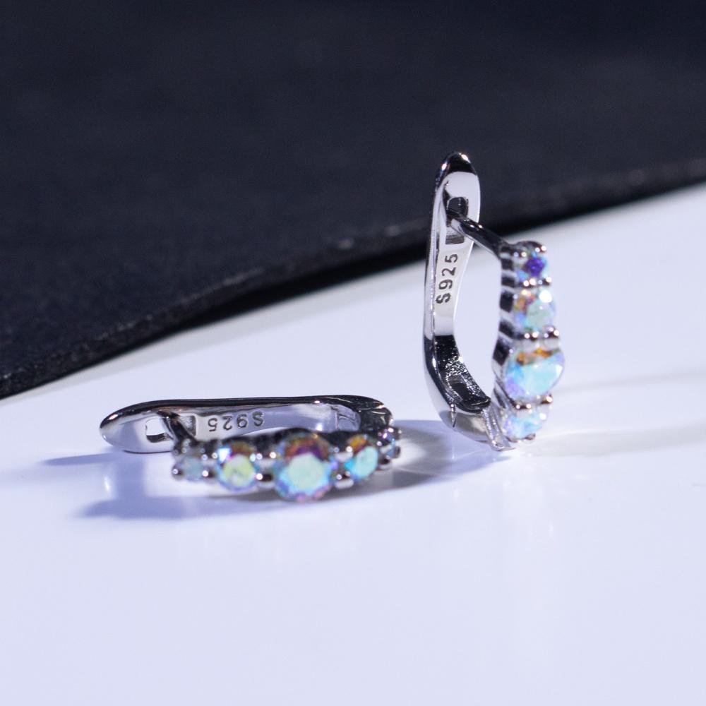Серьги из серебра 925 пробы с цветным цирконием, кубические цирконии, модные женские серьги