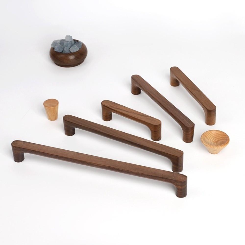 Nordic Style Cabinet Handles Walnut Wood Wardrobe Handles Minimalist Drawer Pulls Interior Design
