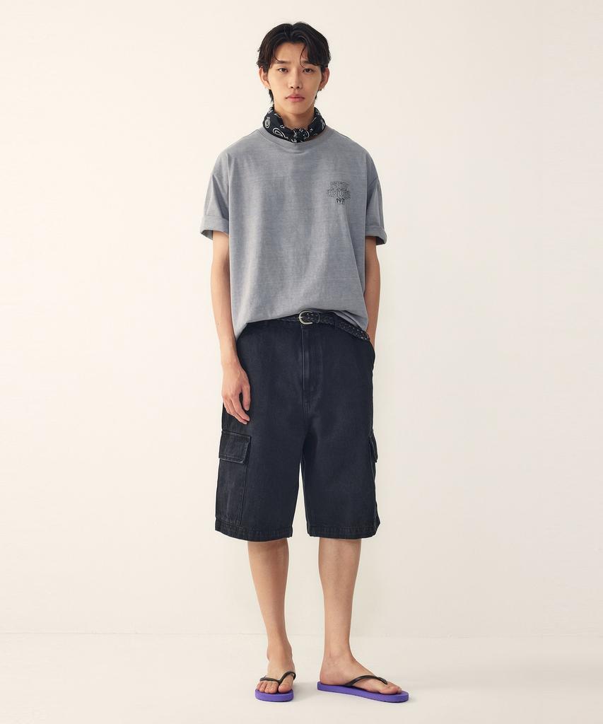 STUDIO TOMBOY [Men] Bermuda Cargo Denim Half Pants_Black 9156262323