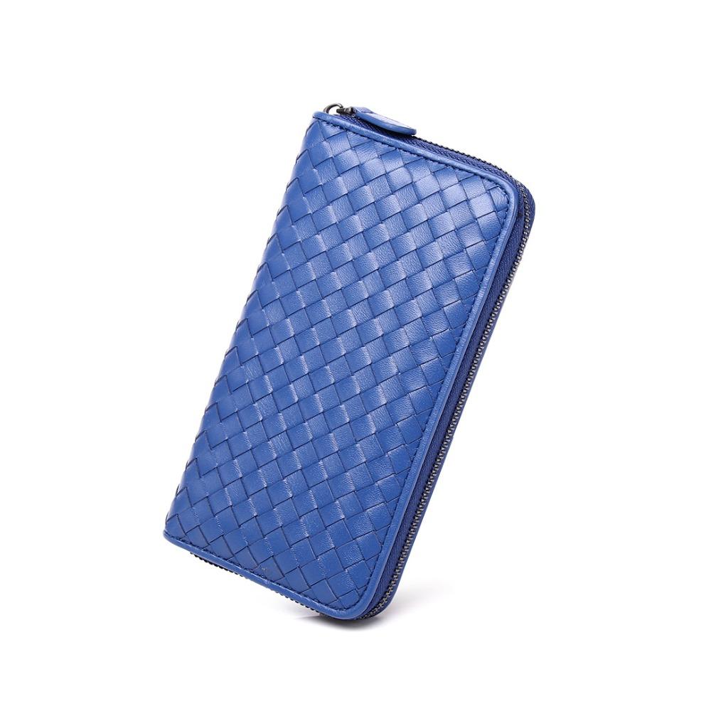 Новый кошелек со стильным женским кошельком из овчины с головным убором + большой вместимостью + плетеный стильный кошелек для нескольких карт