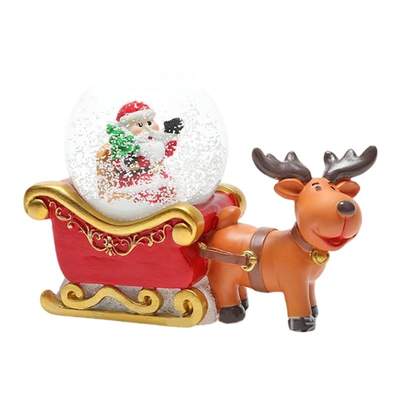 Rotating Crystal Sphere With Warm White LED Lights Resin Construction Snow Globes Battery Powered Home Decoration