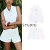Lapel Sleeveless V-neck Vest Vest 1889071 Cut Out Embroider Fashion Casual Shorts 1889077
