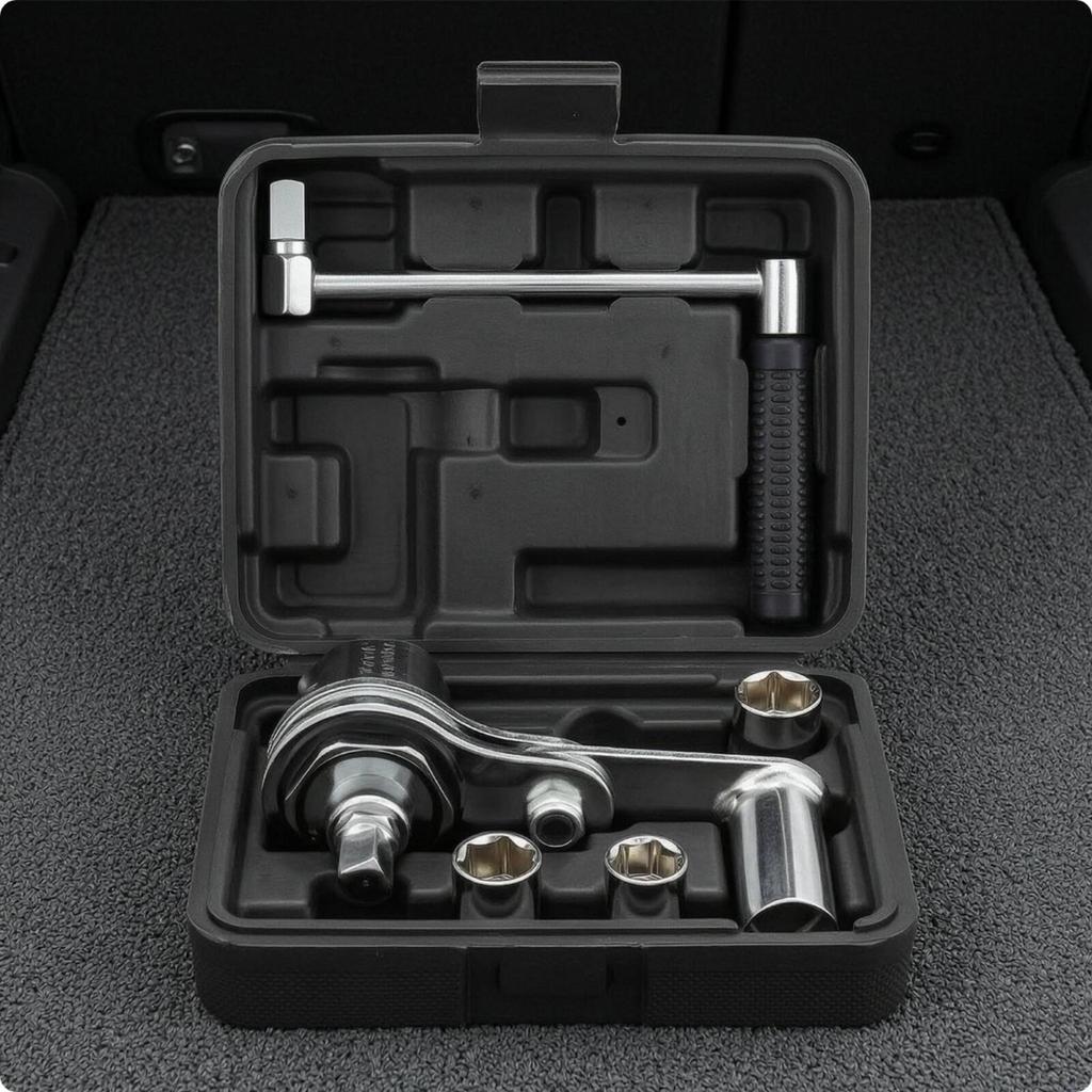 Compact Lug Wrench Kit with Case High-Rotational Force Tire Manual