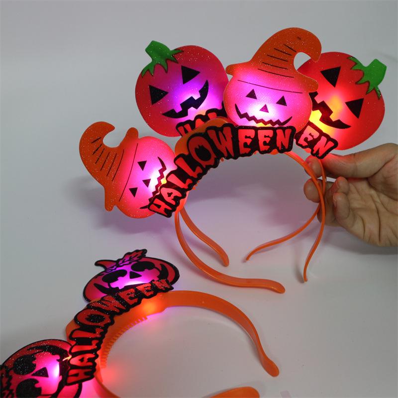 Luminous Halloween Pumpkin & Horn Headband for Kids & Adults