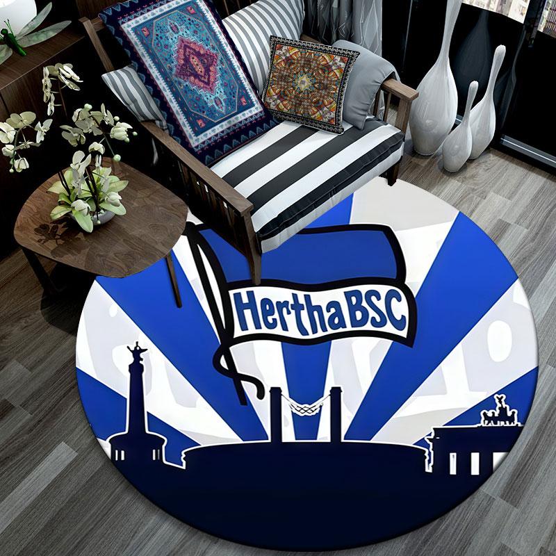 Круглый ковер с принтом Hertha BSC Berlin, Нескользящий моющийся круглый ковер для гостиной, спальни, игровой комнаты, Декор для спортивных болельщиков, Праздничный подарок на день рождения
