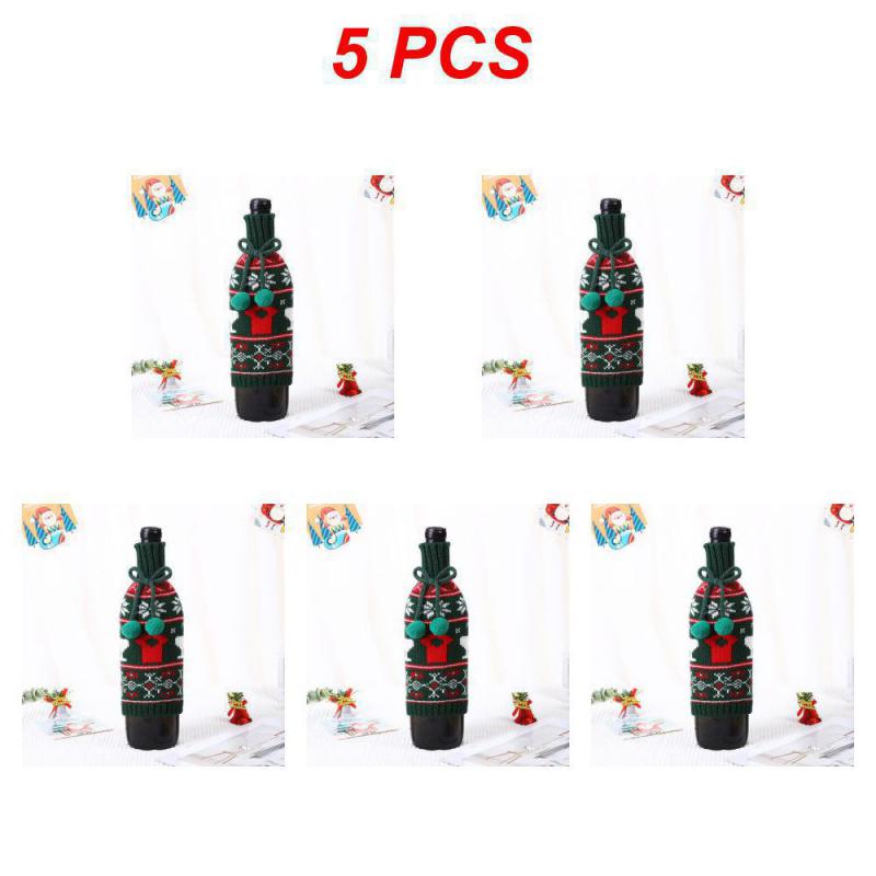 Рождественский новый меховой шар набор для красного вина шерстяное вязаное украшение набор для красного вина ресторан домашнее украшение для шампанского 2024