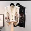Spring  Autumn Knitted Vest Women Loose Knit Sleeveless Top V-neck Sleeveless Sweater Embroidered Cardigan Vest