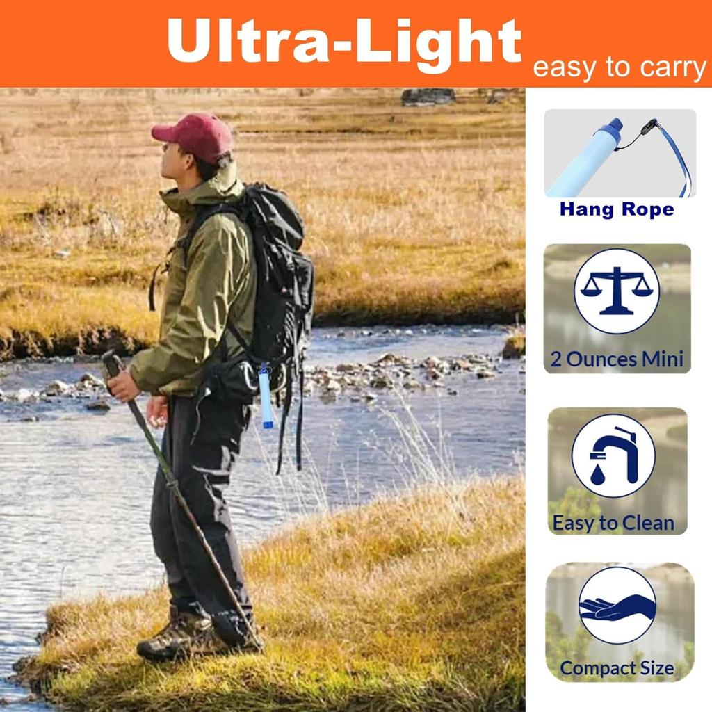 Уличная соломинка для фильтрации питьевой воды, портативный фильтр для воды для подготовки к чрезвычайным ситуациям, оборудование для очистки воды