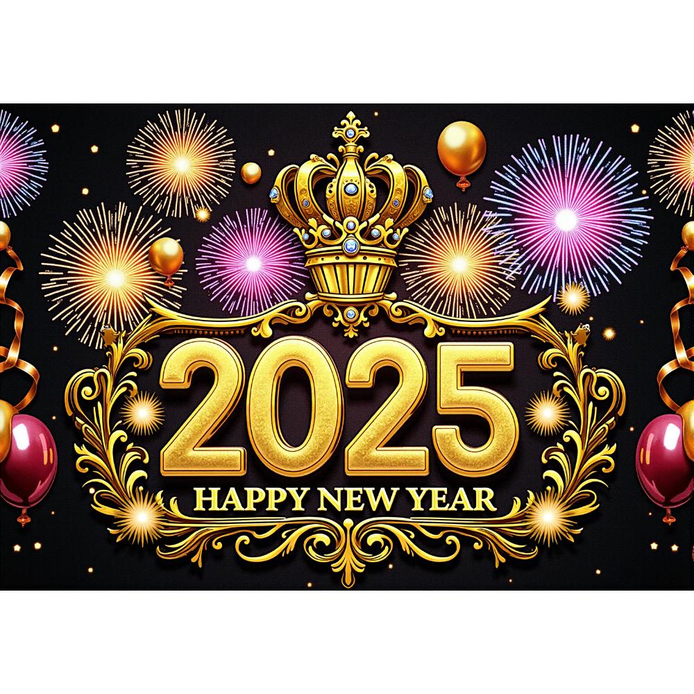 2025 С Новым годом Фон Фейерверк Золотой Тематический Баннер для вечеринки Новый год Празднование Семейной вечеринки Украшение Фото Фон