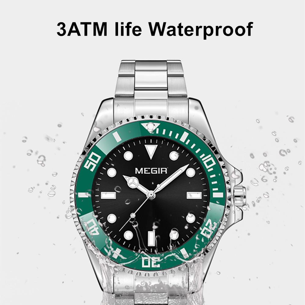 Megir Luxury Stainless Steel Strap Men's Business Wristwatches Waterproof Male Quartz Military Watches Clock Reloj Hombre 1090