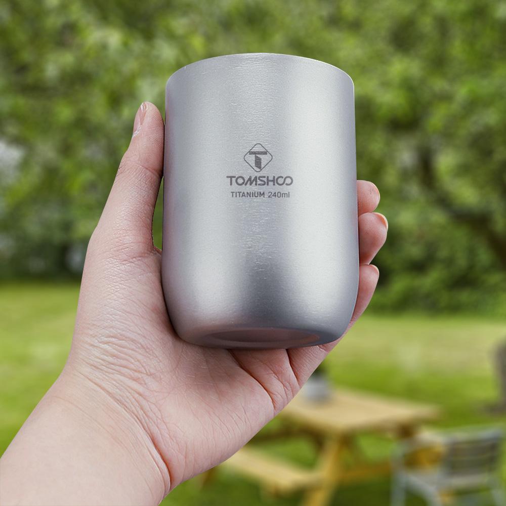 TOMSHOO Многофункциональные титановые чашки для кемпинга, термостойкие мини-чашки для чая с двойными стенками