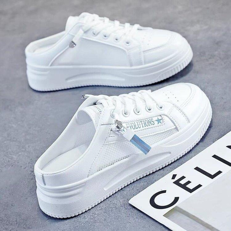 Повседневные спортивные полутапочки с носком, женские летние новые дышащие легкие тапочки с кружевной сеткой, смешанная партия