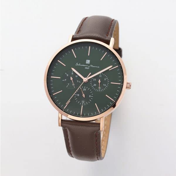 Оригинальные часы Salvatore Marra Salvatore Mara Daily Waterproof с кожаным ремешком и индикацией даты и дня недели PGGR SM22102-PGGR [Товар]