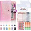 A6 Notebook Shiny Colorful Money Budget Planner Binder Zipper Cash Envelopes for Budgeting