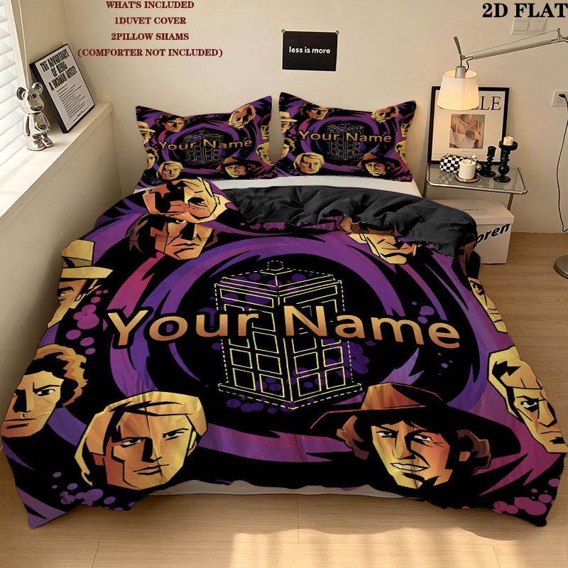 Custom Doctor Who Bedding Quilt Set Quilt Cover Pillowcase Home Decoration Birthday Gift (1 * duvet cover + 2 * pillowcase, without core)